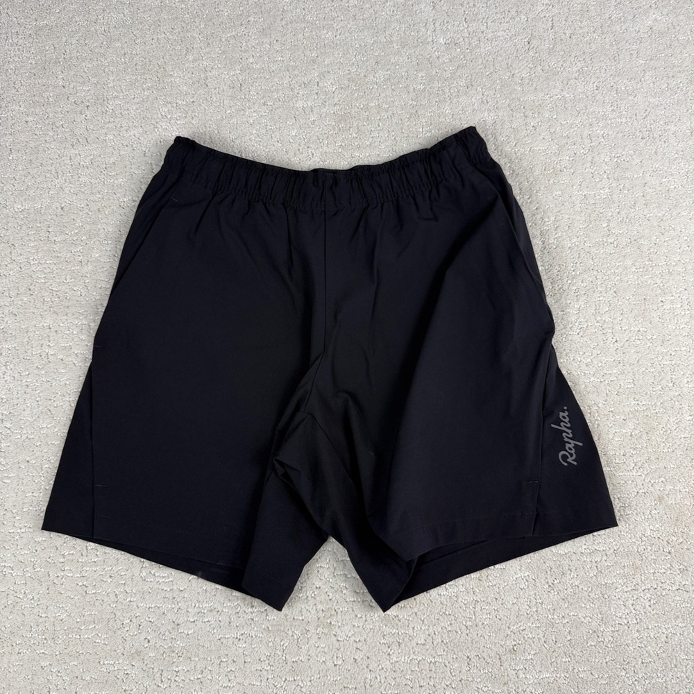 Rapha Active Shorts Mens Small Black Elastic Waist Reflective Logo Zip Pocket